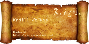 Král Ákos névjegykártya